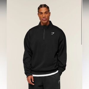 Gymshark Black Crest Quarter Zip Pullover Sweatshirt in dark blue